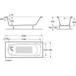 Roca A21291200R Continental 鑄鐵浴缸